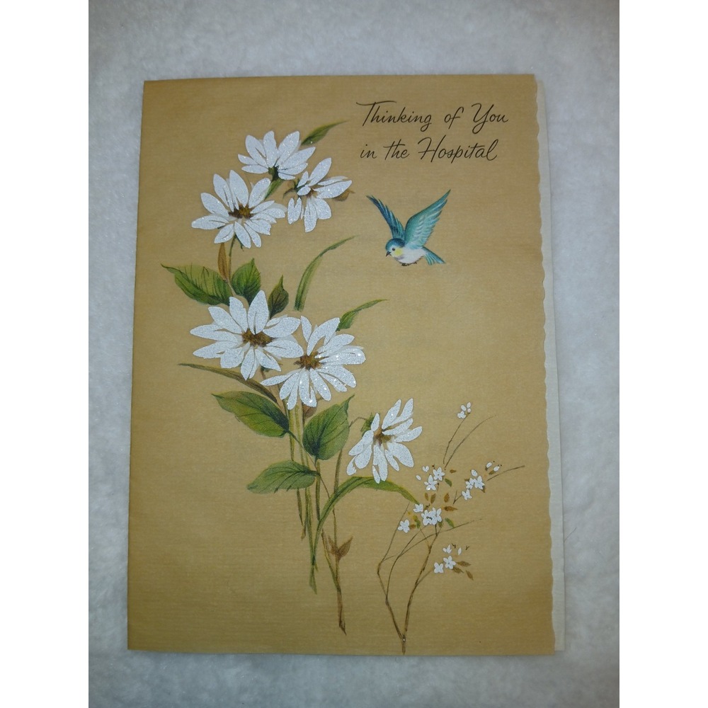 Vintage Ambassador  1960s Parchment Paper Beautiful Get Well‎ Greeting Card